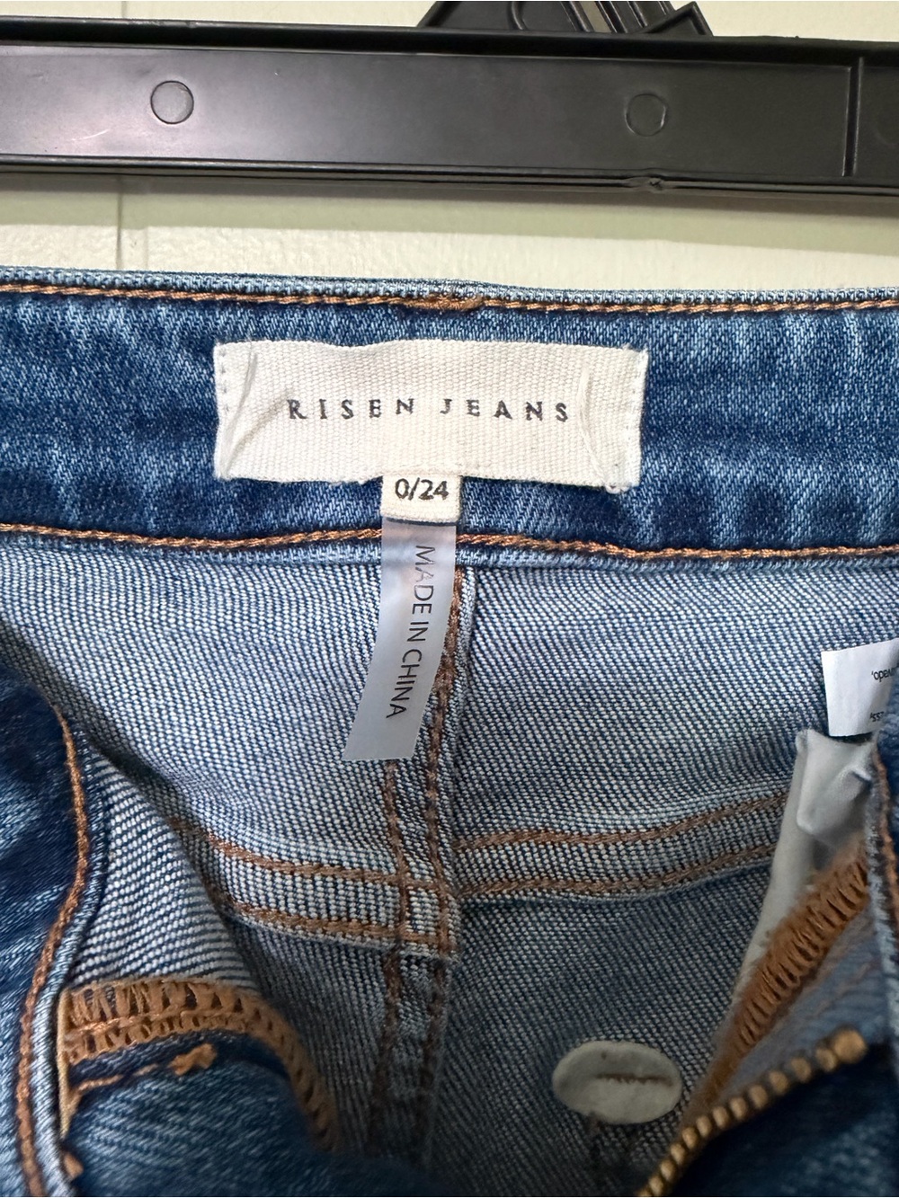 Wide Leg Women's Jeans in Blue - Frayed Hem Casual Style - Picture 4 of 4